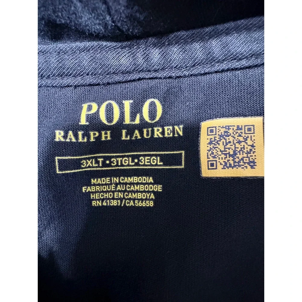 Polo Ralph Lauren Mens 3XLT Black Red Spellout Long Sleeve Hooded T-Shirt Tall